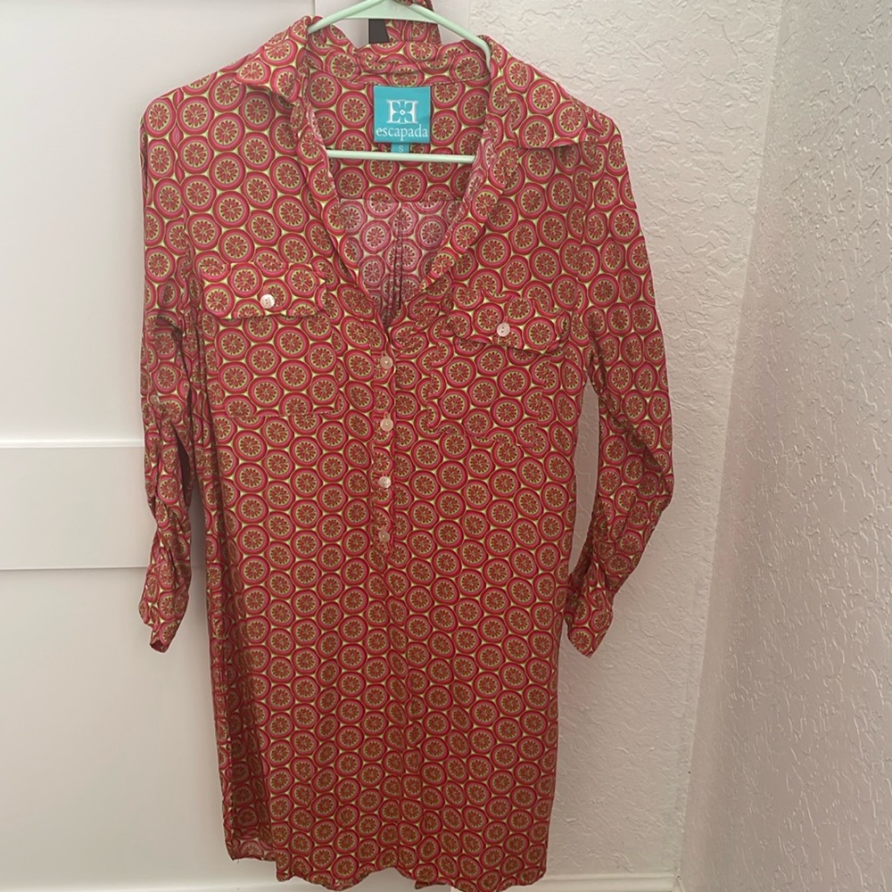 Rayon above the knee shirt dress with belt